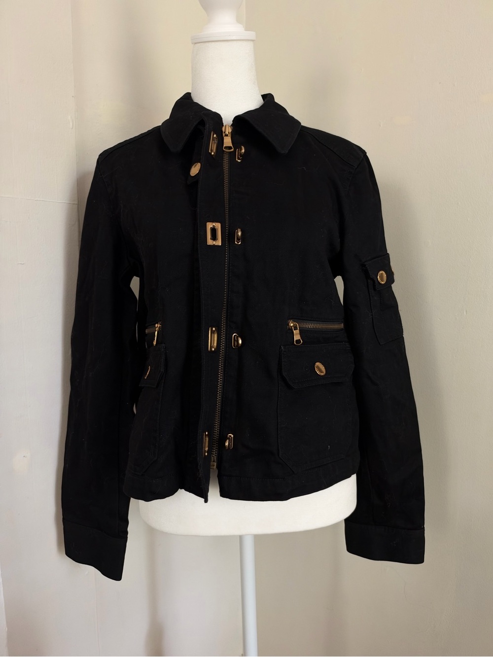 Lauren Ralph Lauren women’s Black Gold Toggle Coat Jacket Size Medium Petite